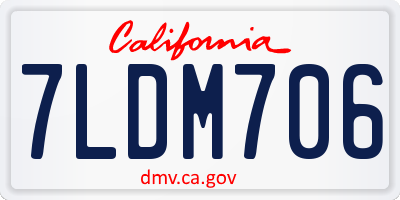 CA license plate 7LDM706
