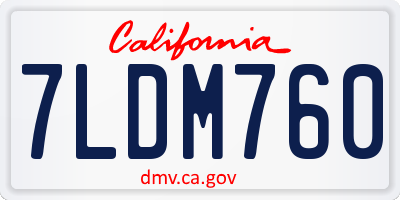 CA license plate 7LDM760
