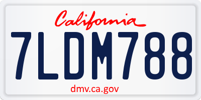 CA license plate 7LDM788