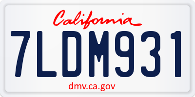 CA license plate 7LDM931