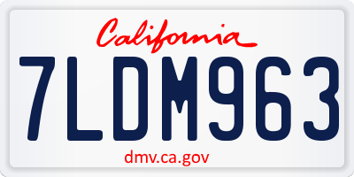 CA license plate 7LDM963