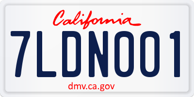 CA license plate 7LDN001
