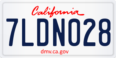 CA license plate 7LDN028