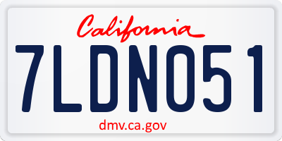 CA license plate 7LDN051