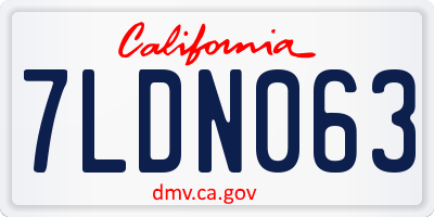 CA license plate 7LDN063