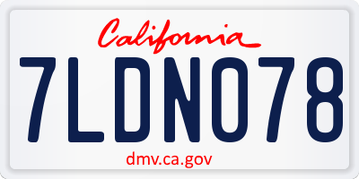 CA license plate 7LDN078