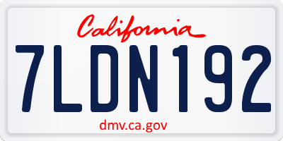 CA license plate 7LDN192