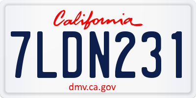 CA license plate 7LDN231