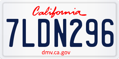 CA license plate 7LDN296