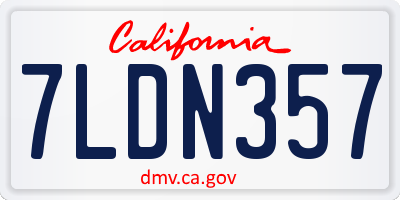 CA license plate 7LDN357