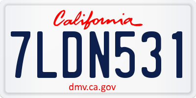 CA license plate 7LDN531