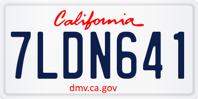 CA license plate 7LDN641