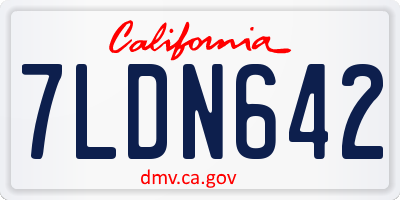 CA license plate 7LDN642