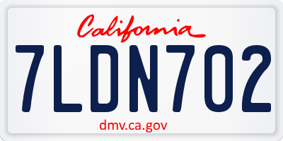 CA license plate 7LDN702