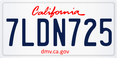CA license plate 7LDN725