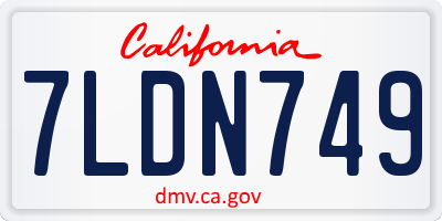 CA license plate 7LDN749