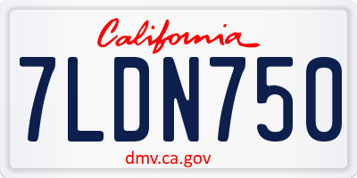 CA license plate 7LDN750