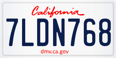 CA license plate 7LDN768