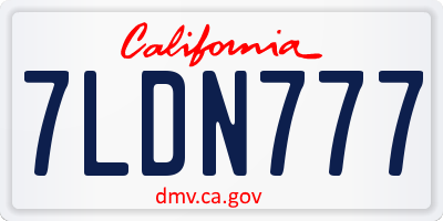 CA license plate 7LDN777