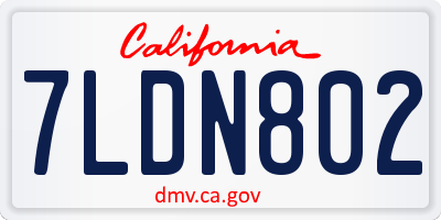 CA license plate 7LDN802