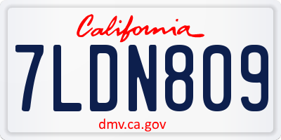 CA license plate 7LDN809