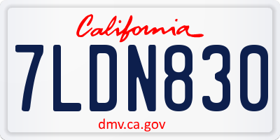 CA license plate 7LDN830