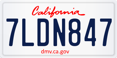 CA license plate 7LDN847