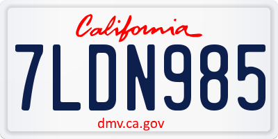 CA license plate 7LDN985