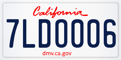 CA license plate 7LDO006