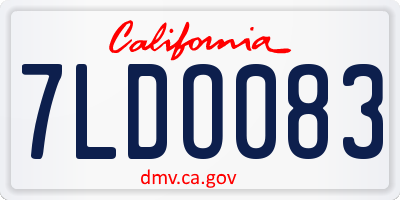 CA license plate 7LDO083