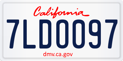 CA license plate 7LDO097
