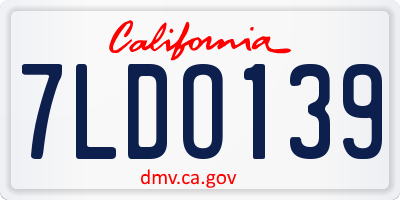CA license plate 7LDO139