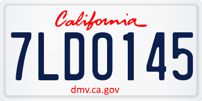 CA license plate 7LDO145