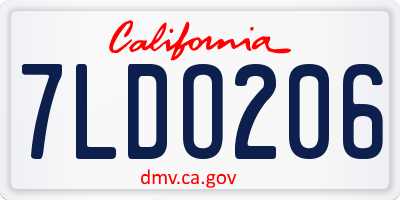 CA license plate 7LDO206