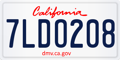 CA license plate 7LDO208