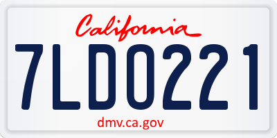 CA license plate 7LDO221