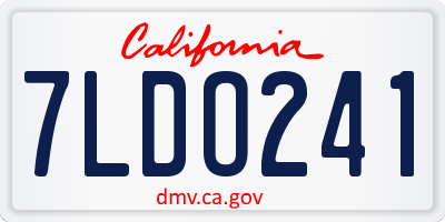 CA license plate 7LDO241