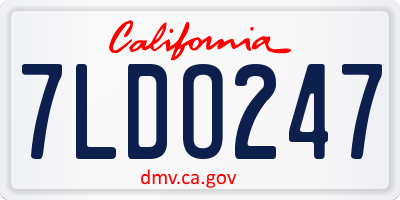 CA license plate 7LDO247