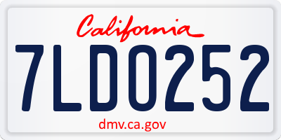 CA license plate 7LDO252