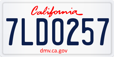 CA license plate 7LDO257