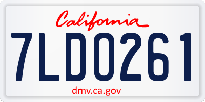 CA license plate 7LDO261