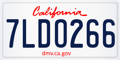 CA license plate 7LDO266