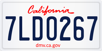 CA license plate 7LDO267