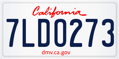 CA license plate 7LDO273