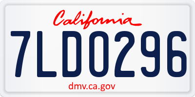 CA license plate 7LDO296