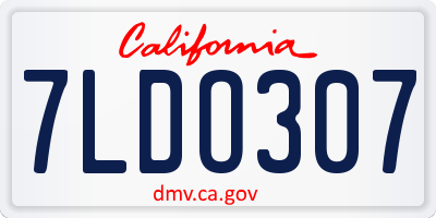 CA license plate 7LDO307