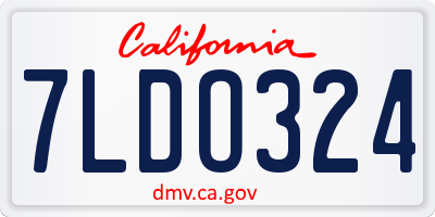 CA license plate 7LDO324