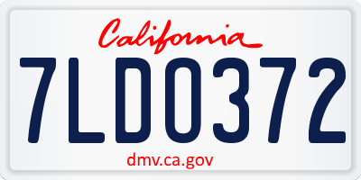 CA license plate 7LDO372