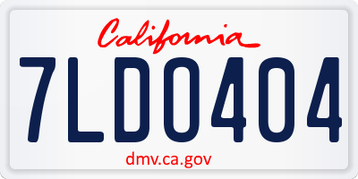CA license plate 7LDO404