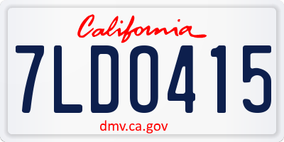 CA license plate 7LDO415